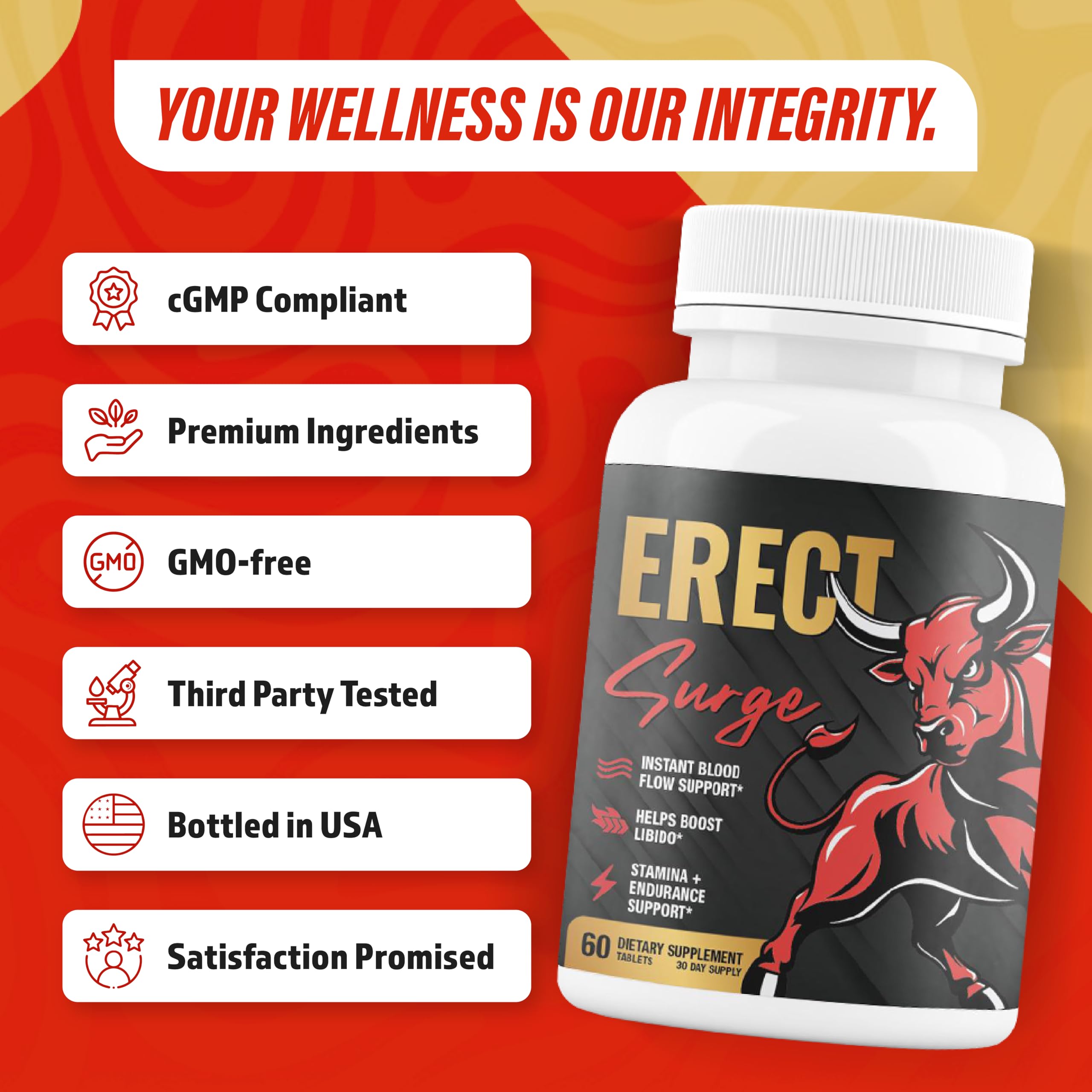 Nutrimend IQ Erect Surge natural ingredients list signaling plant-based energy support.