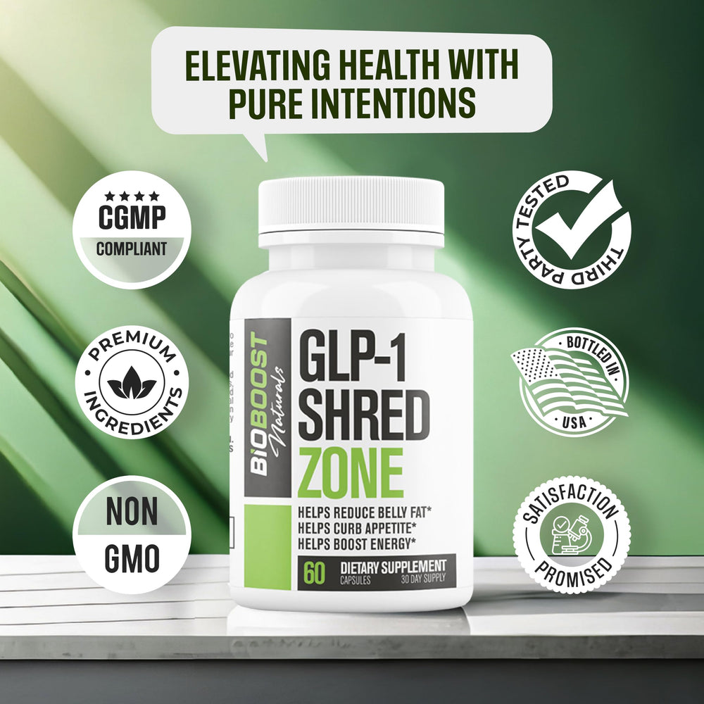 Clear packaging of Nutrimend IQ GLP-1 Shred Zone helps verify product details and dosing.