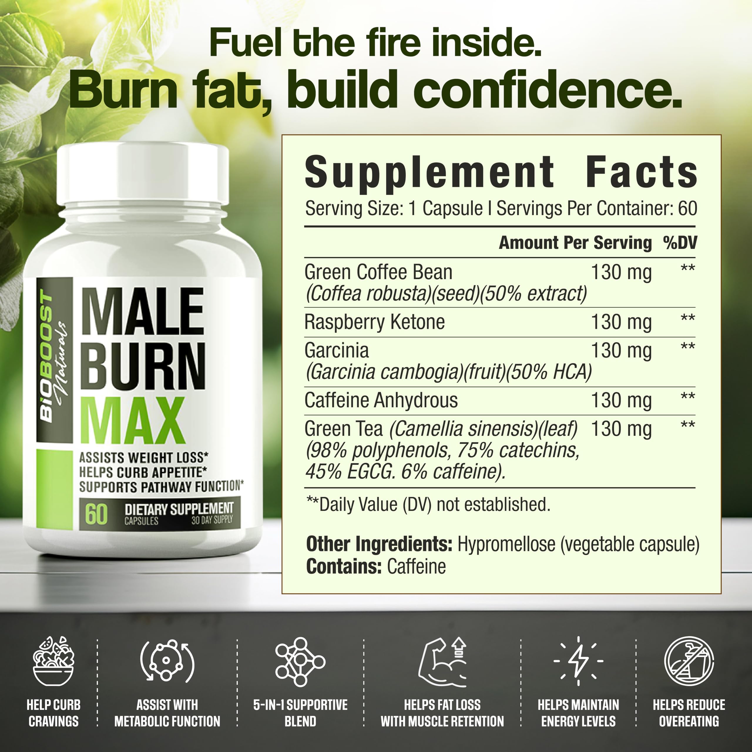 Nutrimend IQ Male Burn Max capsules close-up highlighting convenient daily intake