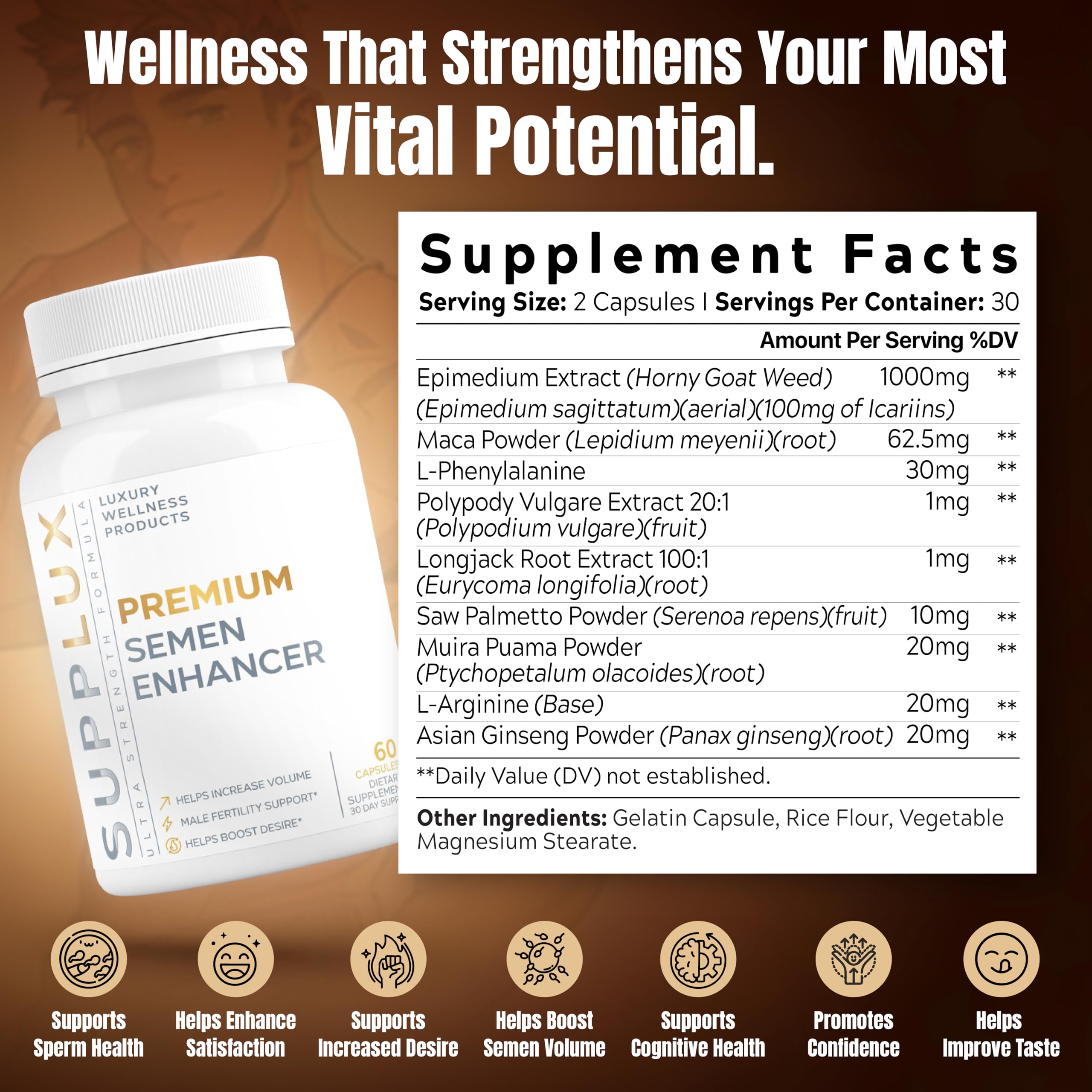 Nutrimend IQ Semen Volume Enhancer capsules ready for daily use to support vitality.