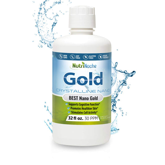 NutriNoche Colloidal Gold Liquid bottle on a clean surface for daily focus