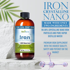 Closeup of clear tasteless NutriNoche liquid iron drops showing smooth texture.