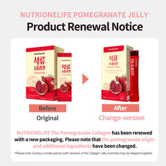 NUTRIONELIFE pomegranate jelly-pack on shelf, ready-to-eat for on-the-go hydration.