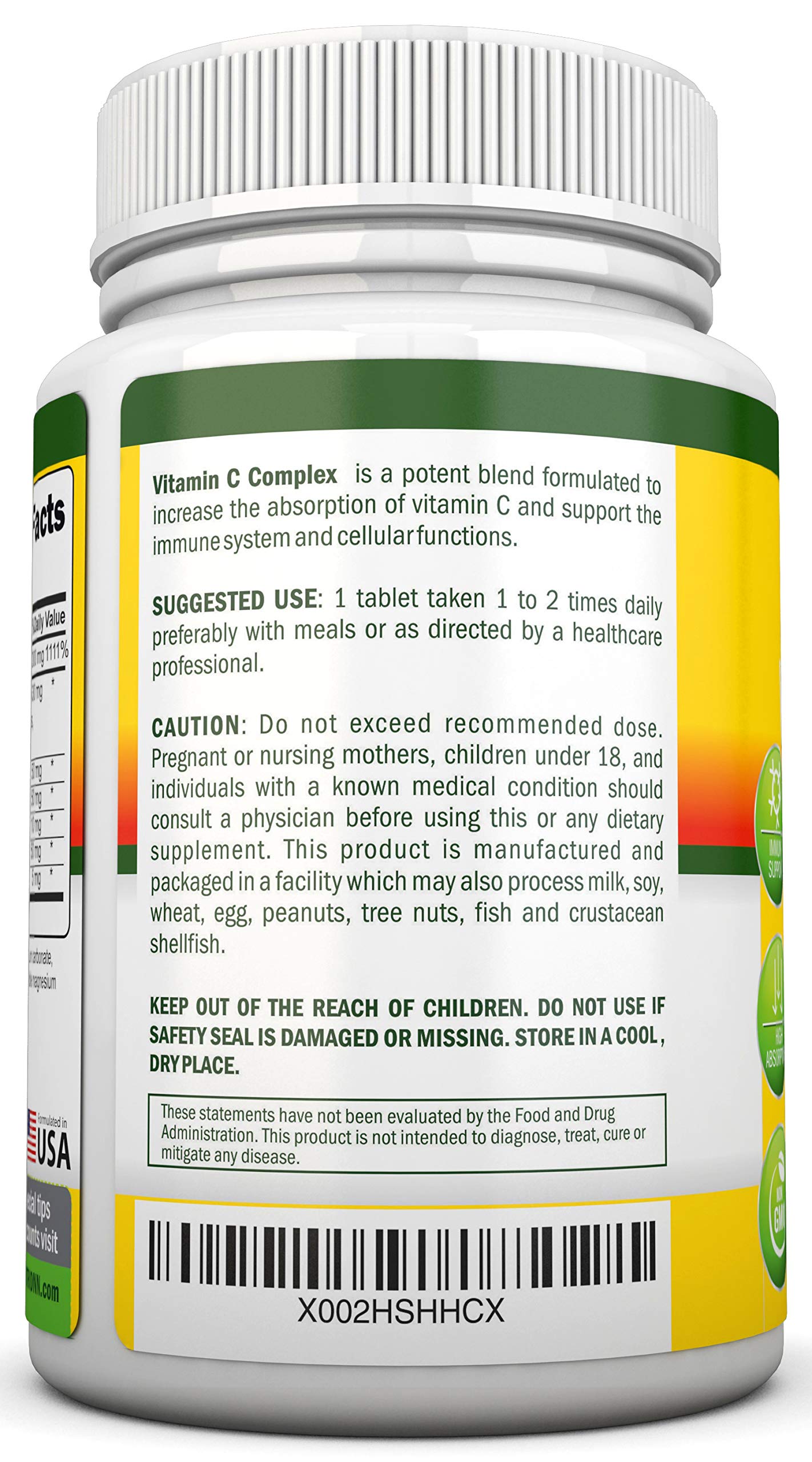Natural citrus bioflavonoids and rose hips featured for absorption synergy