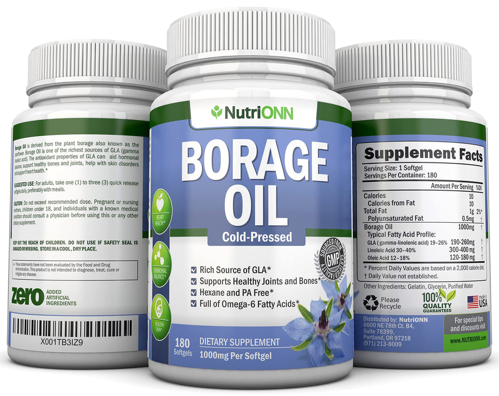 NutriONN Borage Oil hexane-free seal showing clean sourcing