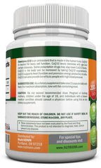 NutriONN CoQ10 bottle back label close-up showing purity and quality