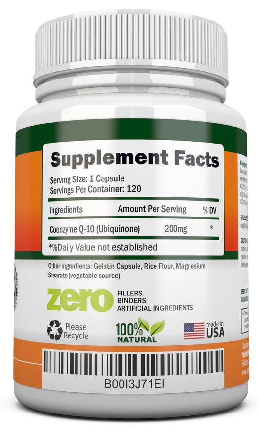 NutriONN CoQ10 bottle front view signaling energy and heart support