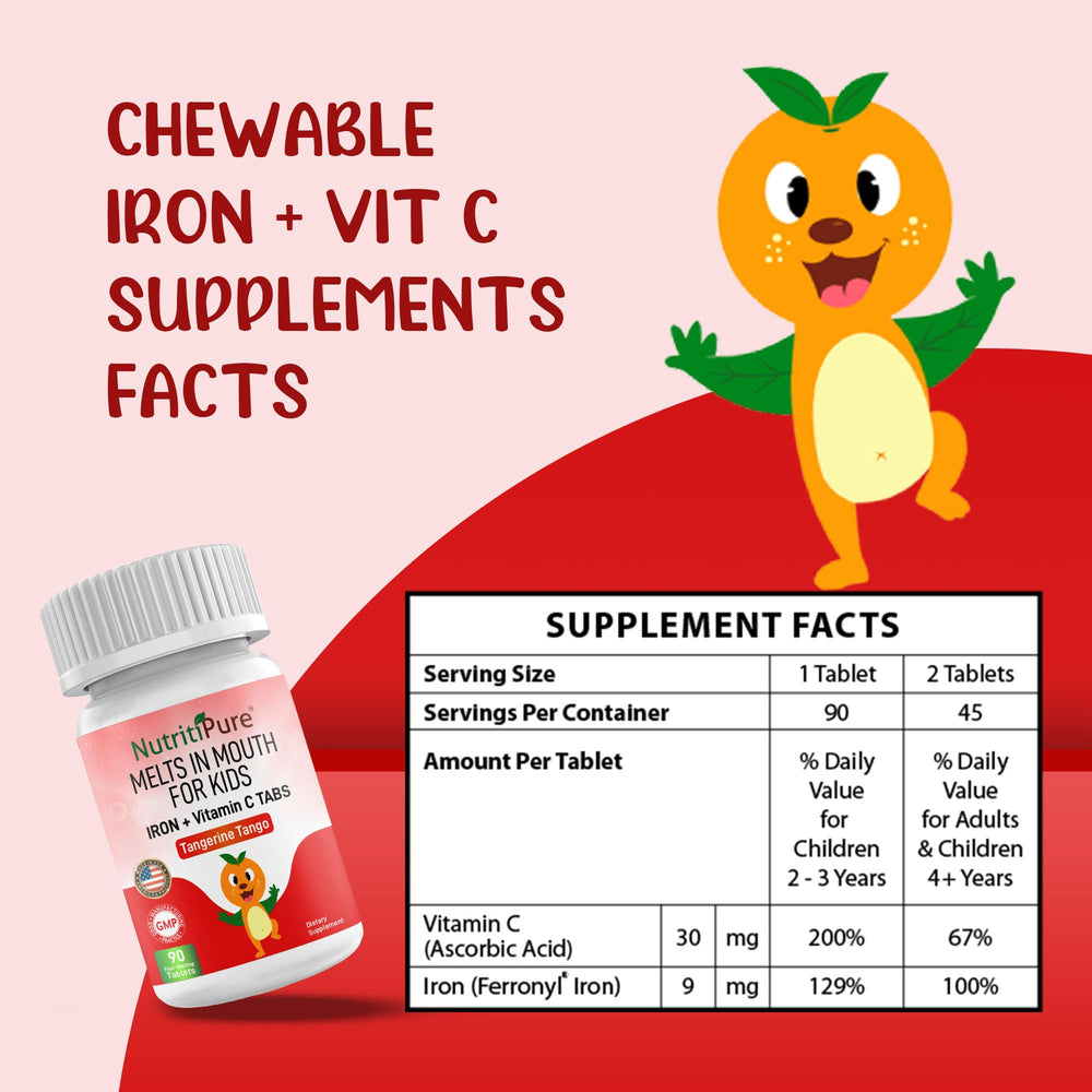 NutritiPure vitamin C absorption support highlights added vitamin C to aid iron uptake.