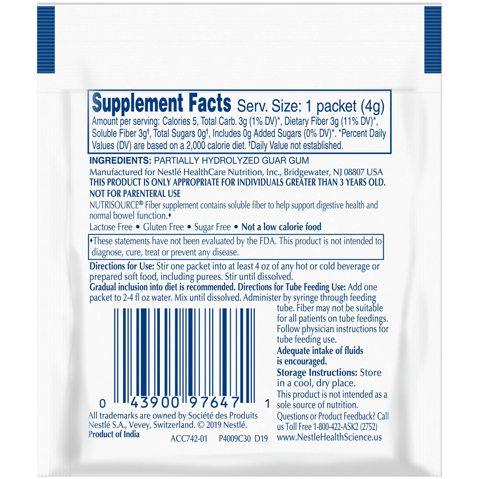 Nutrisource Fiber Supplement with 3g soluble fiber per serving supports digestion