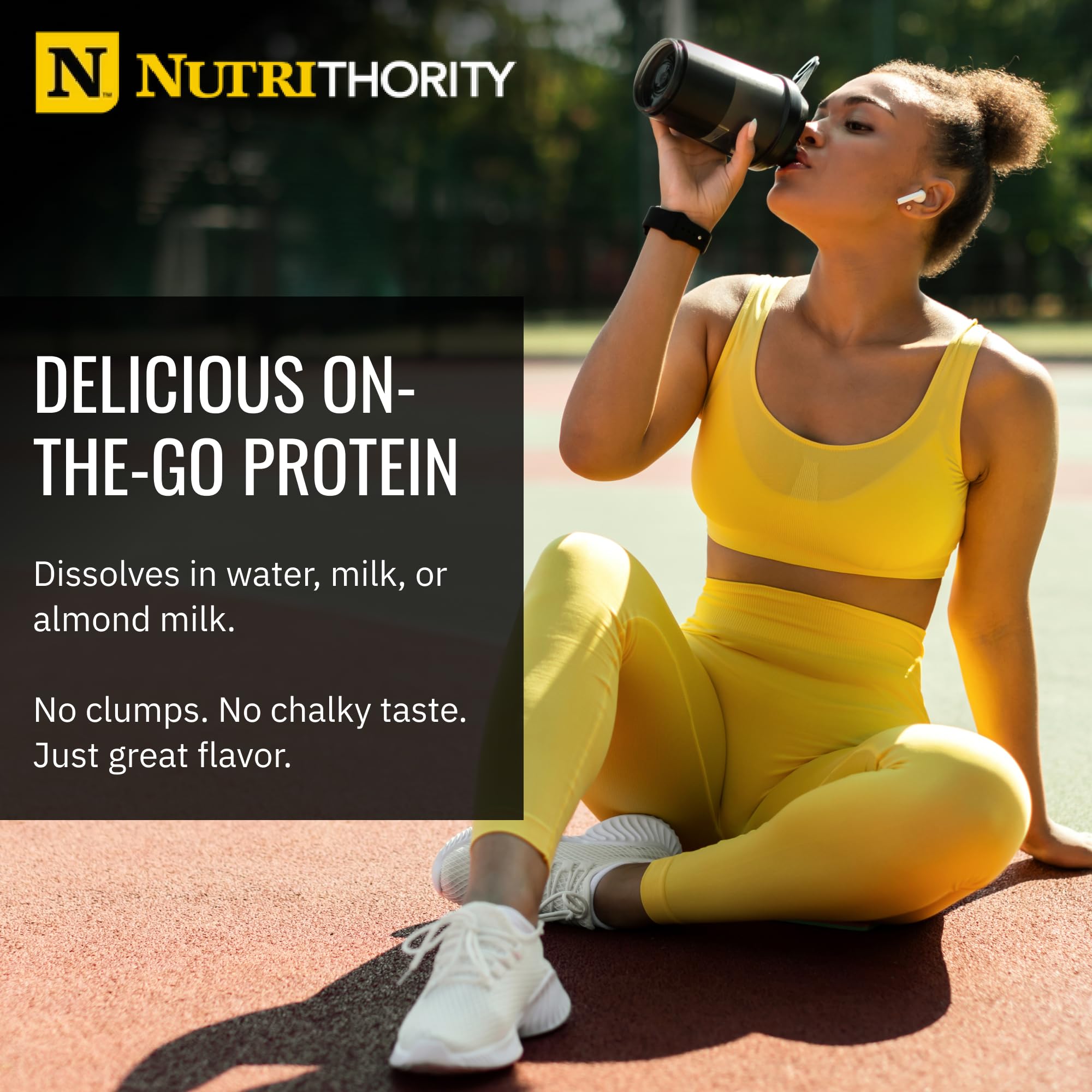 Nutrithority Isothority mixed glass showing shake ready to drink after training