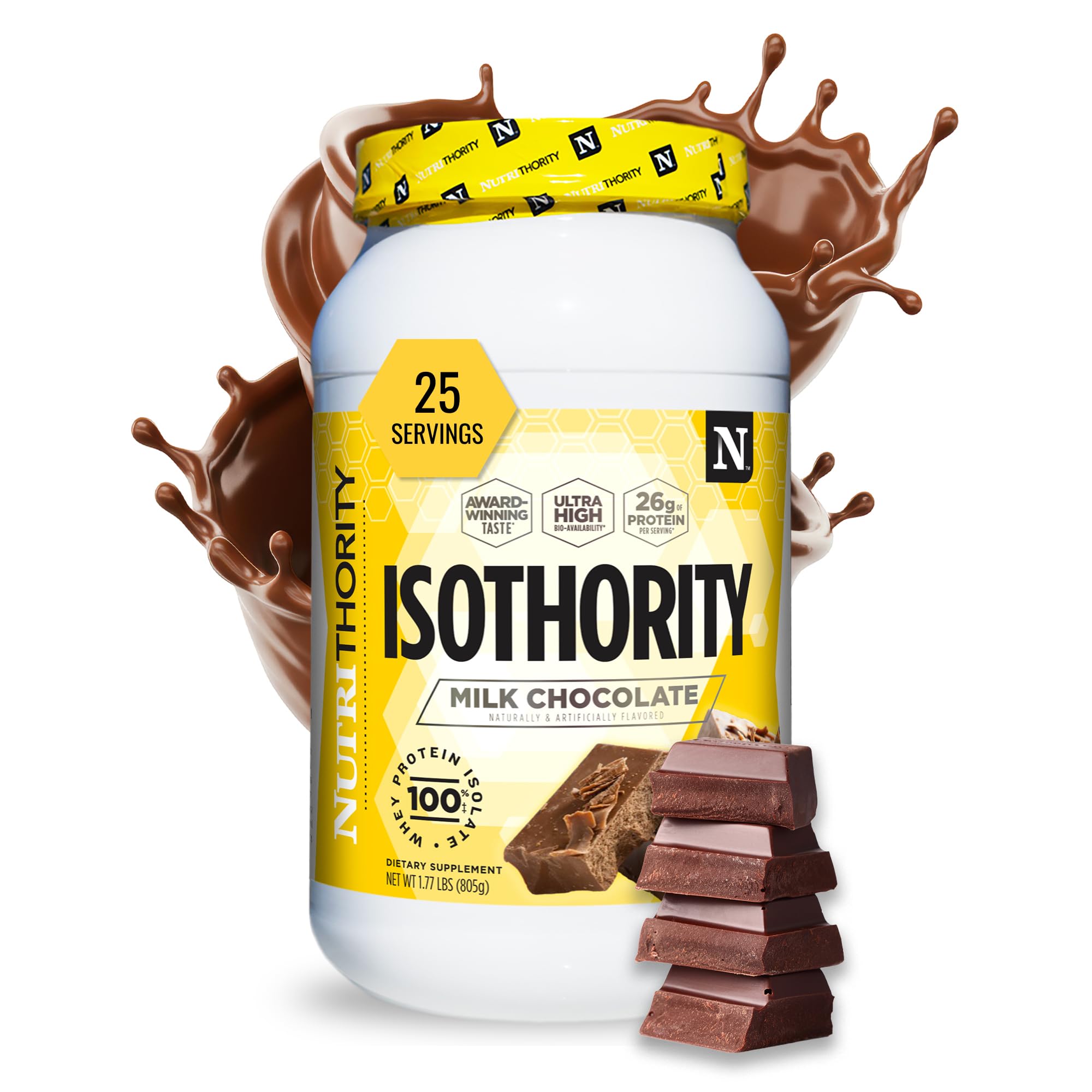 Nutrithority Isothority whey powder jar for quick post-workout recovery