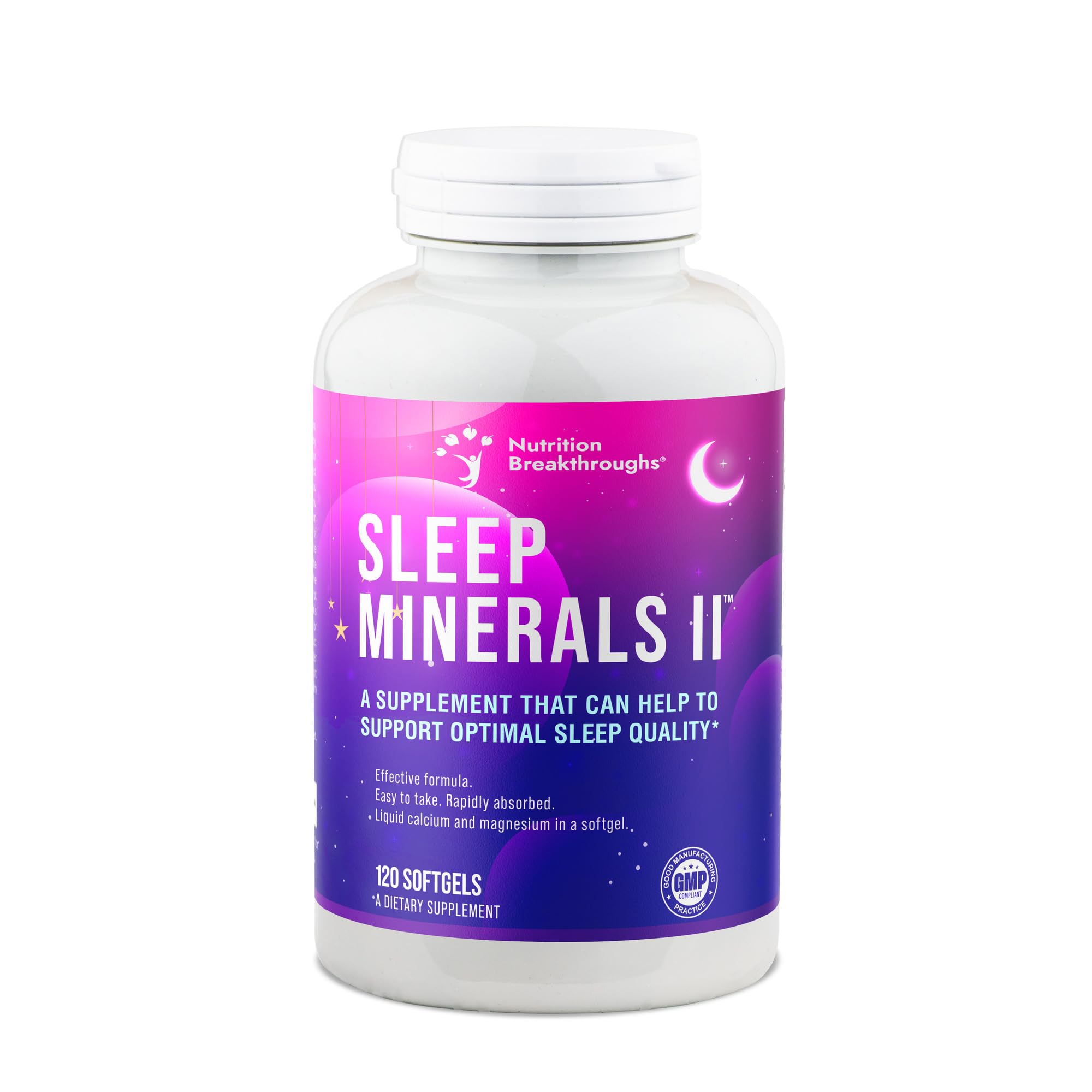 Nutrition Breakthroughs Sleep Minerals II softgel close-up for quick, calm nights.