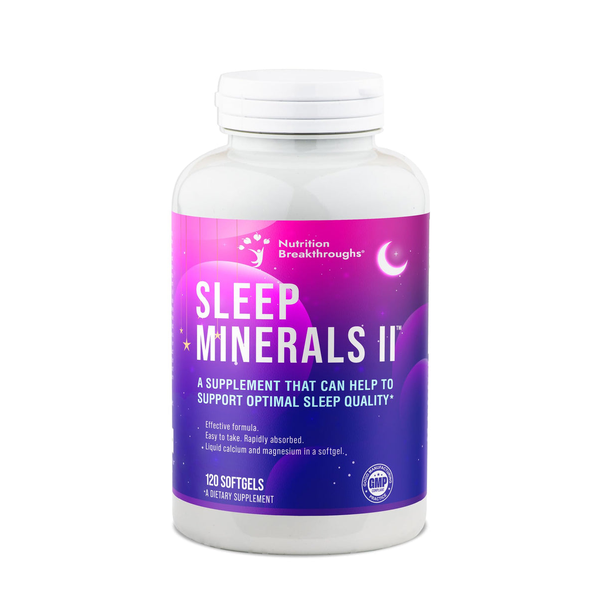 Nutrition Breakthroughs Sleep Minerals II softgel close-up for quick, calm nights.