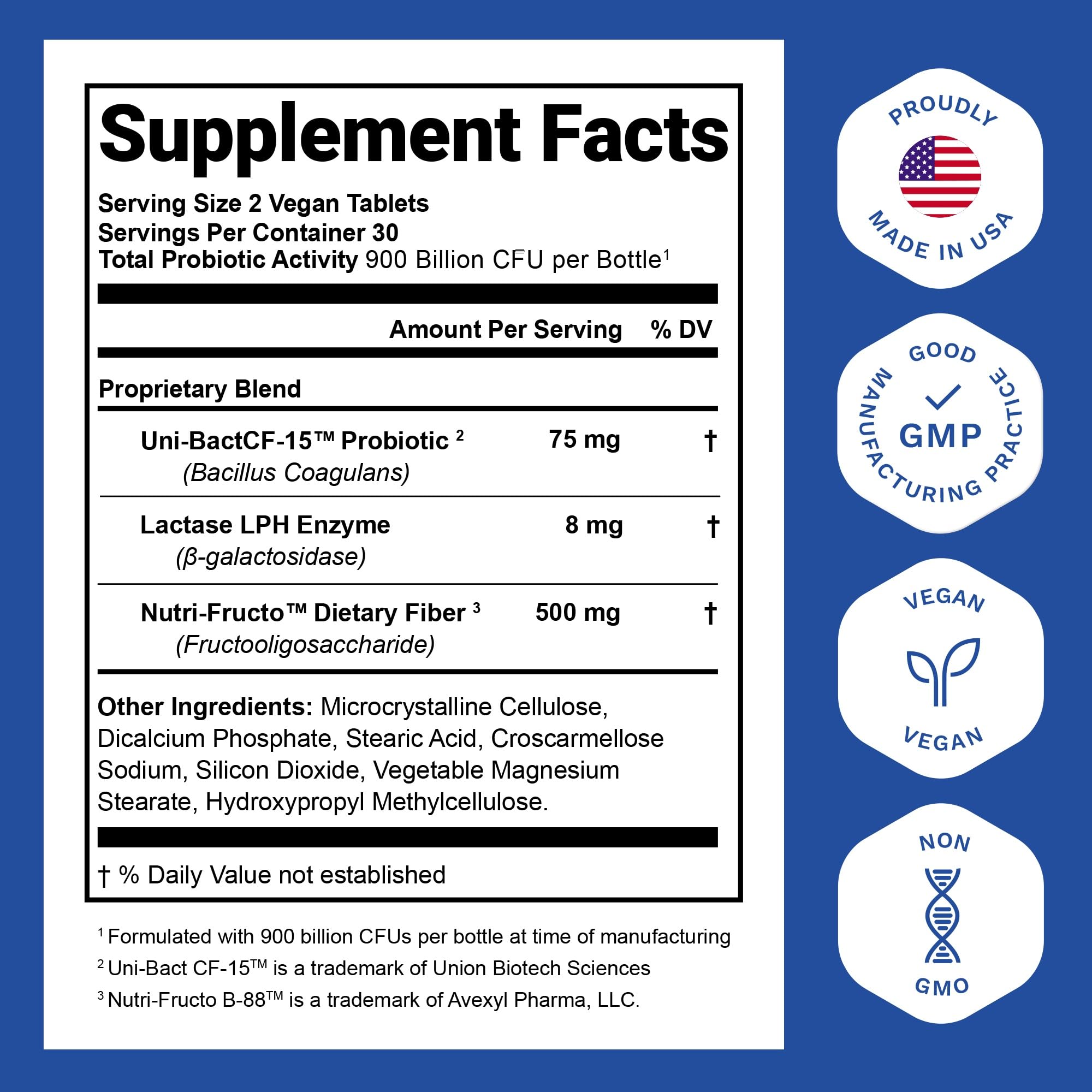 Nutrition Essentials probiotic packaging highlighting USA-made quality and vegan formula