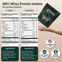 Nutrition On The Go Vanilla and Chocolate variety pack packets ready to mix.