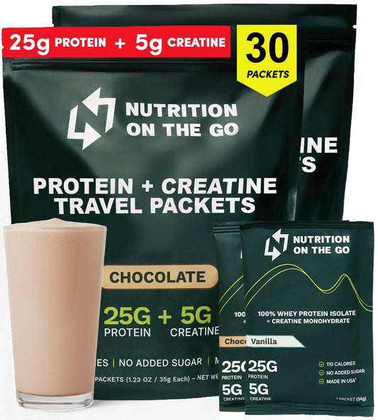 Nutrition On The Go Whey Protein Isolate Packets travel-ready for gym bags and flights.