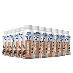 Nutrition PIan Chocolate High Protein Shake bottle, rich chocolate flavor, 30g protein per serving.