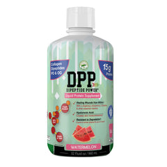 Nutritional Designs DPP Dipeptide bottle with watermelon flavor for convenient skin support.