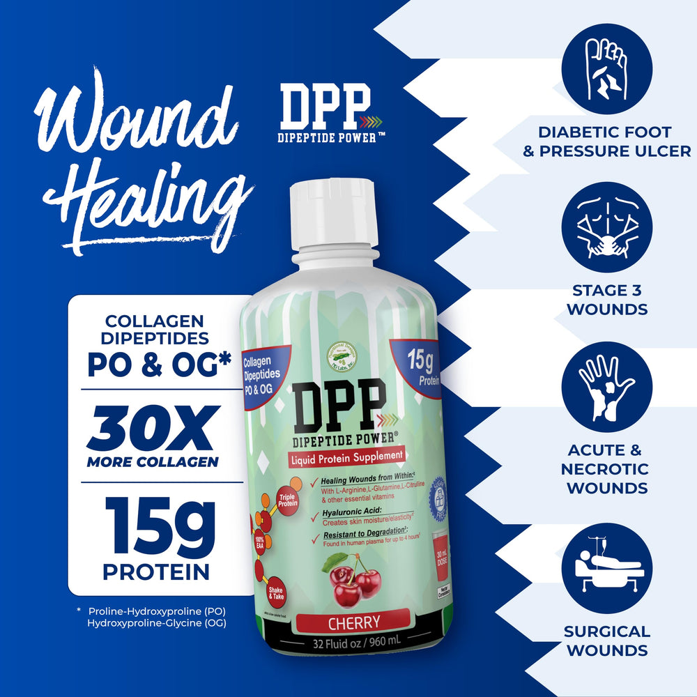Nutritional Designs DPP Dipeptide liquid with collagen and whey for easy absorption.