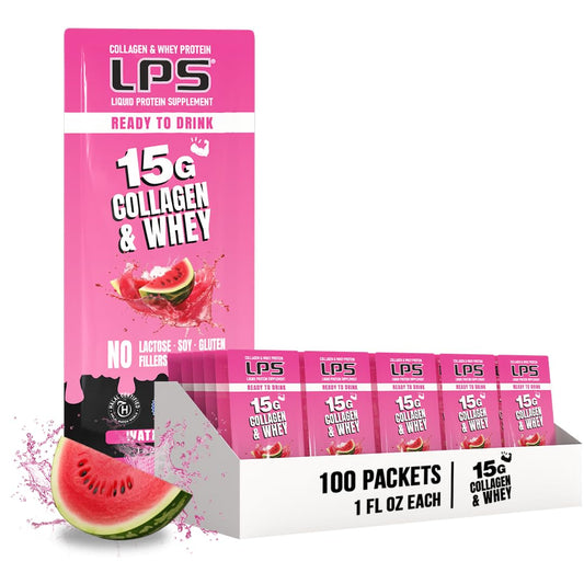 Nutritional Designs LPS bottle pour showing protein-rich liquid for easy dosing