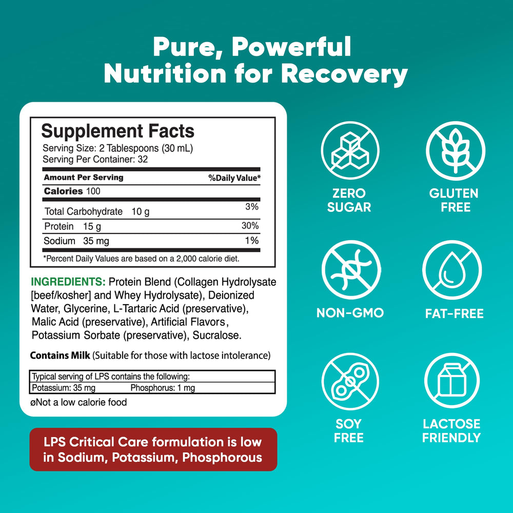 Nutritional Designs LPS bottle-front promotes collagen-whey blend for skin and hair