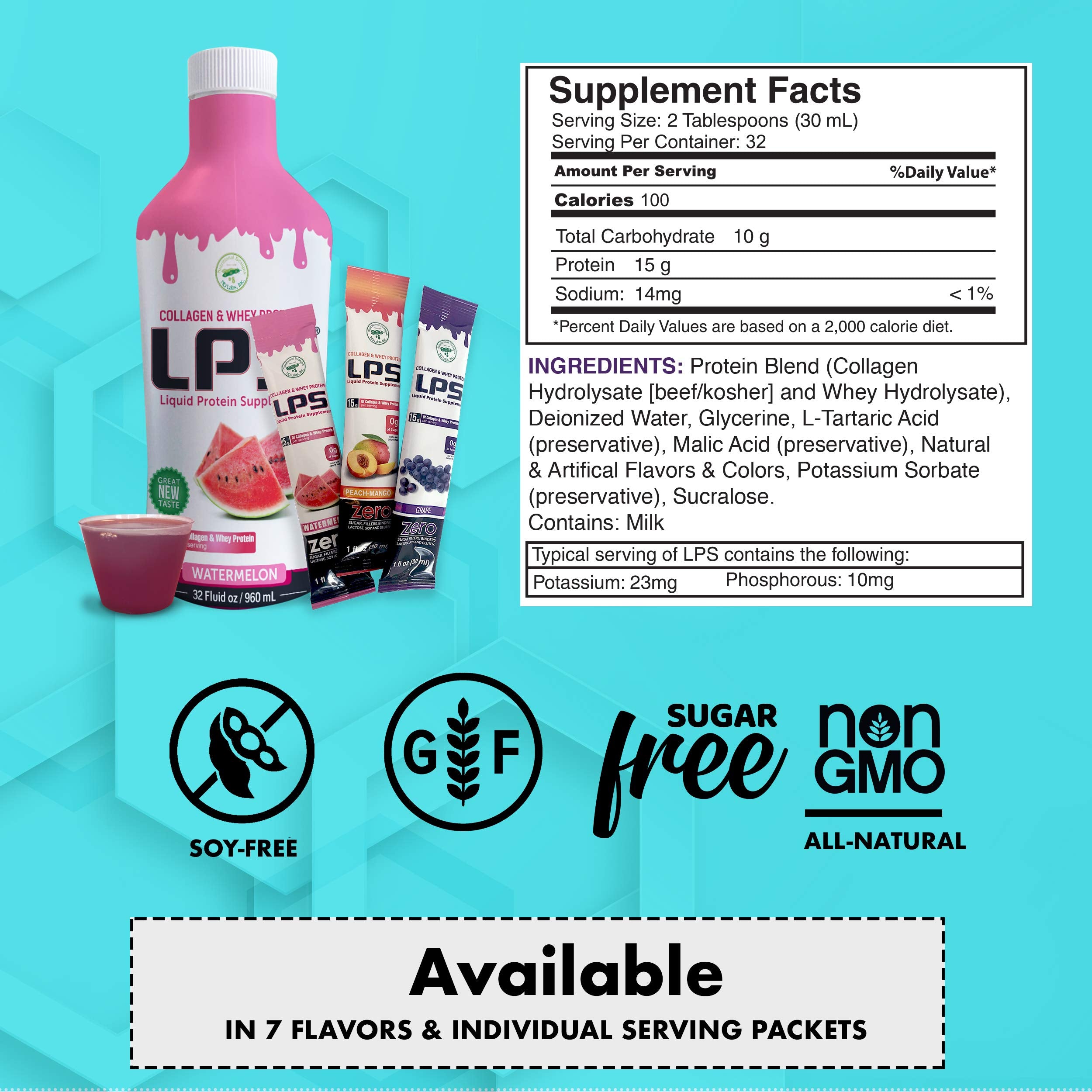 Nutritional Designs LPS peach mango flavor bottle presenting vibrant sugar-free option