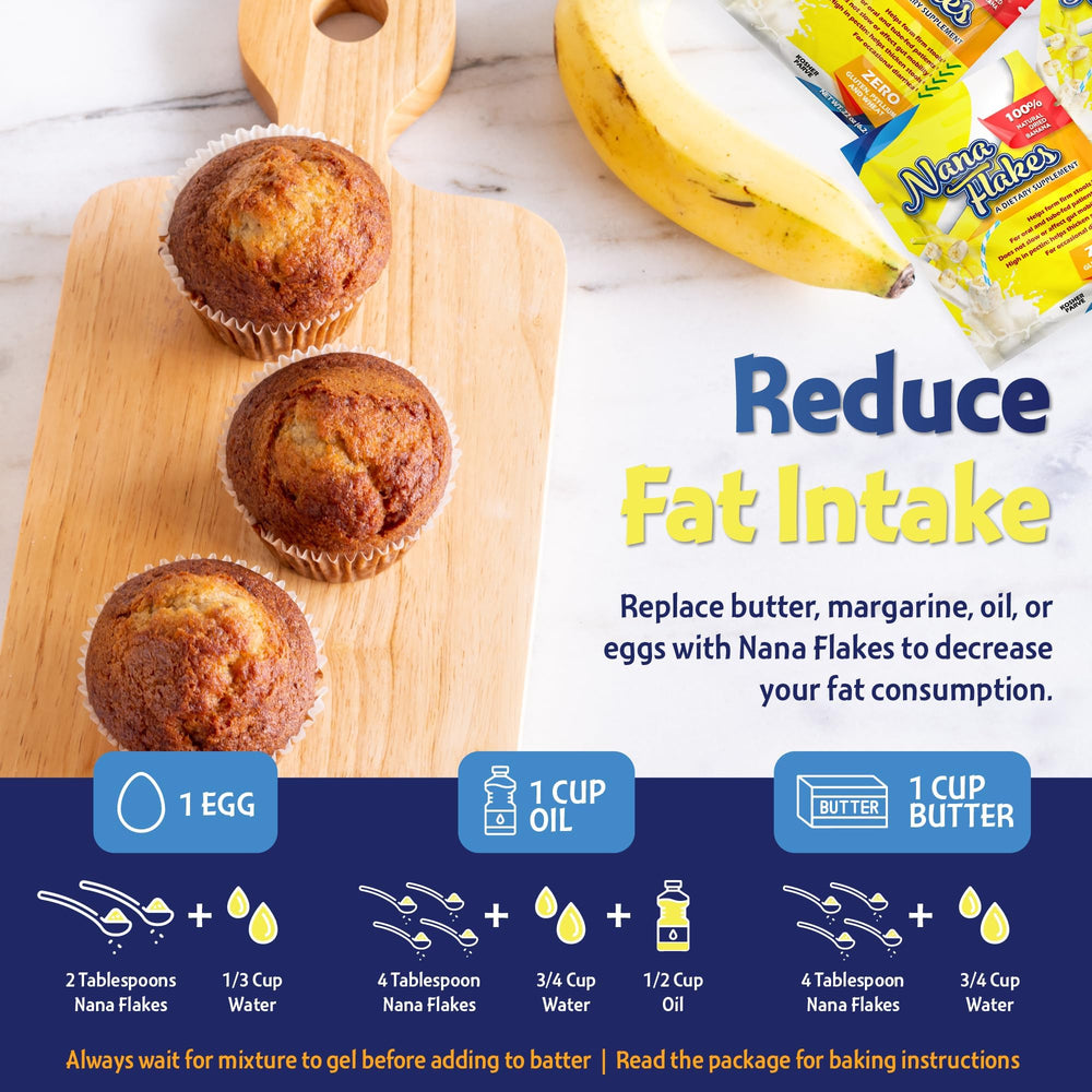 Nutritional Designs Nana Flakes packets neatly arranged in 100 single-serve packs.