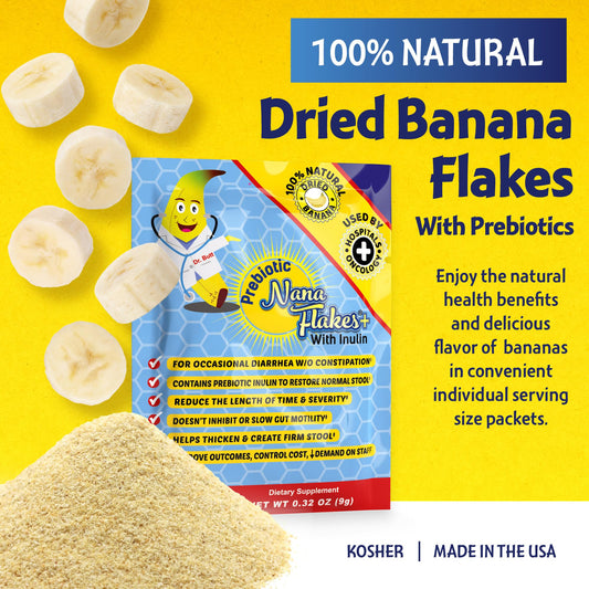 Nutritional Designs Nana Flakes poured into bowl for easy mix-in with cereal or smoothies.
