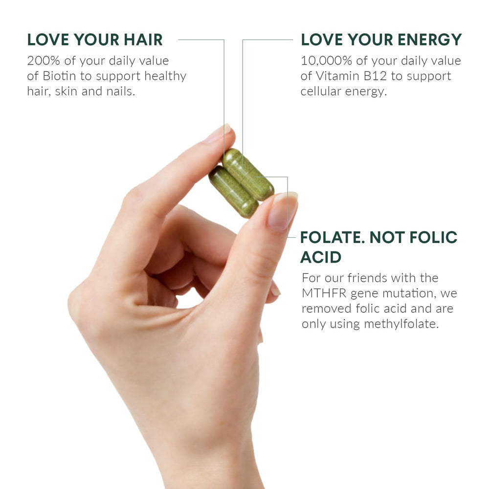Nutritional Roots Multivitamin+ ingredients label featuring organic vegetables and fermented vitamins