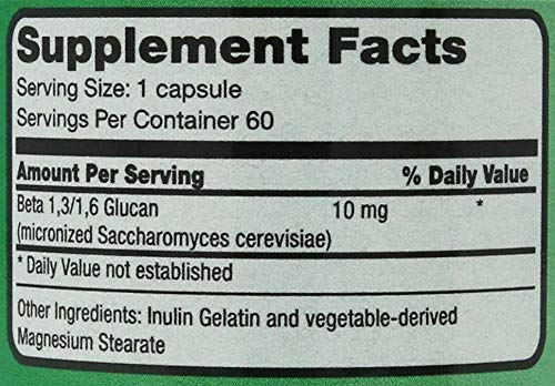 Immunition NSC-100 capsules show 10 mg beta glucan dose for immune support