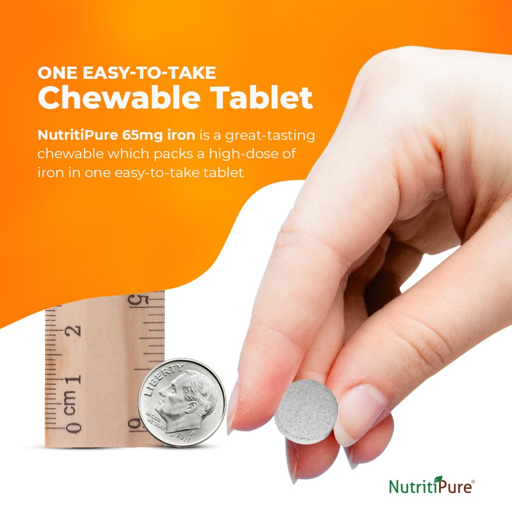 NutritiPure monk fruit-sweetened iron tablet designed for gentle stomach comfort.