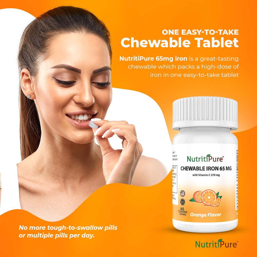 NutritiPure vitamin C 270 mg iron tablet supporting efficient iron uptake.