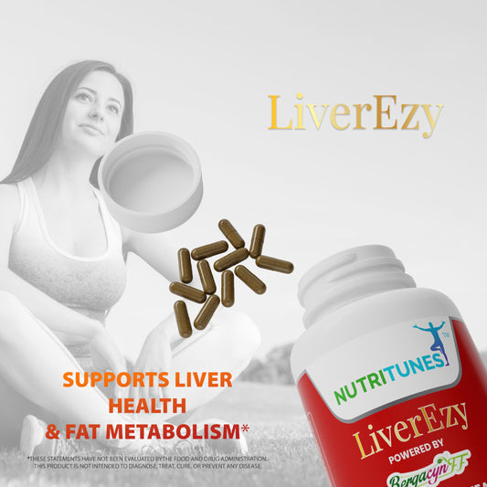 NutriTunes LiverEzy capsules closeup highlights easy-to-swallow vegan capsules