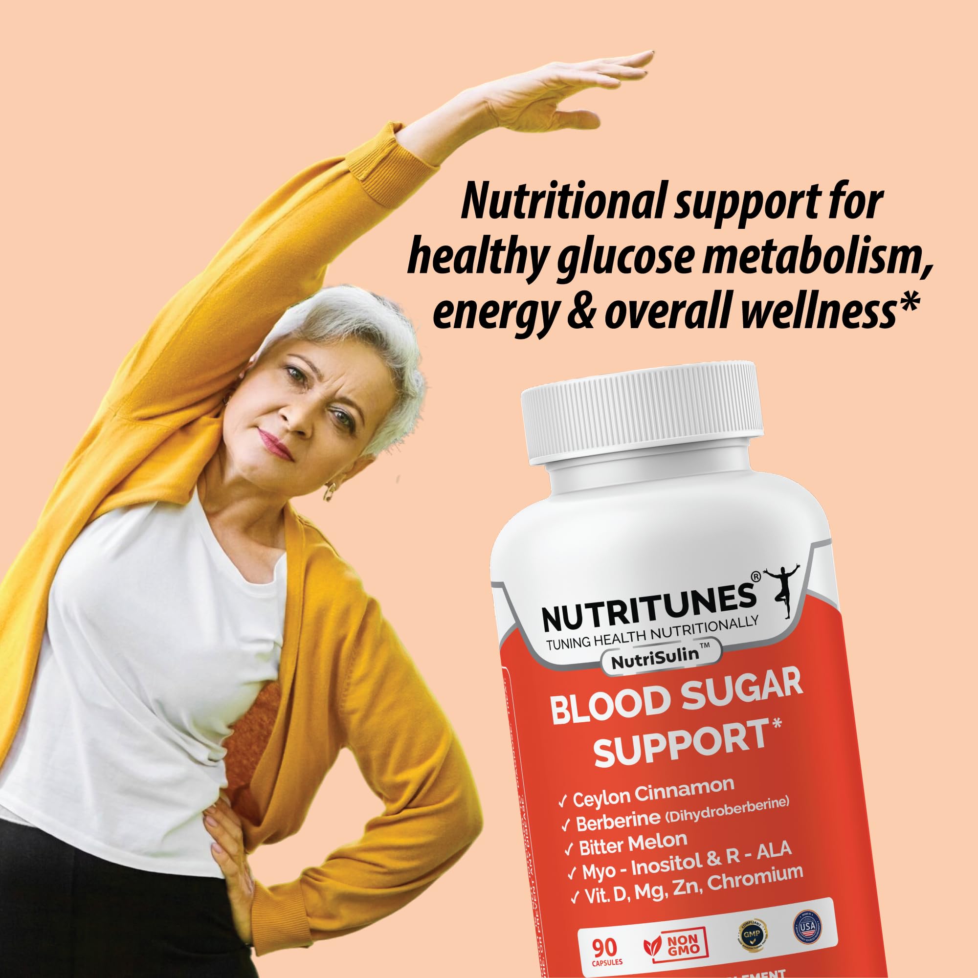 NutriSulin bottle with glass of water for convenient meals