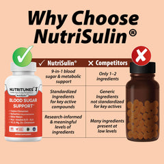 NutriSulin label detail focusing on key ingredients for metabolic balance