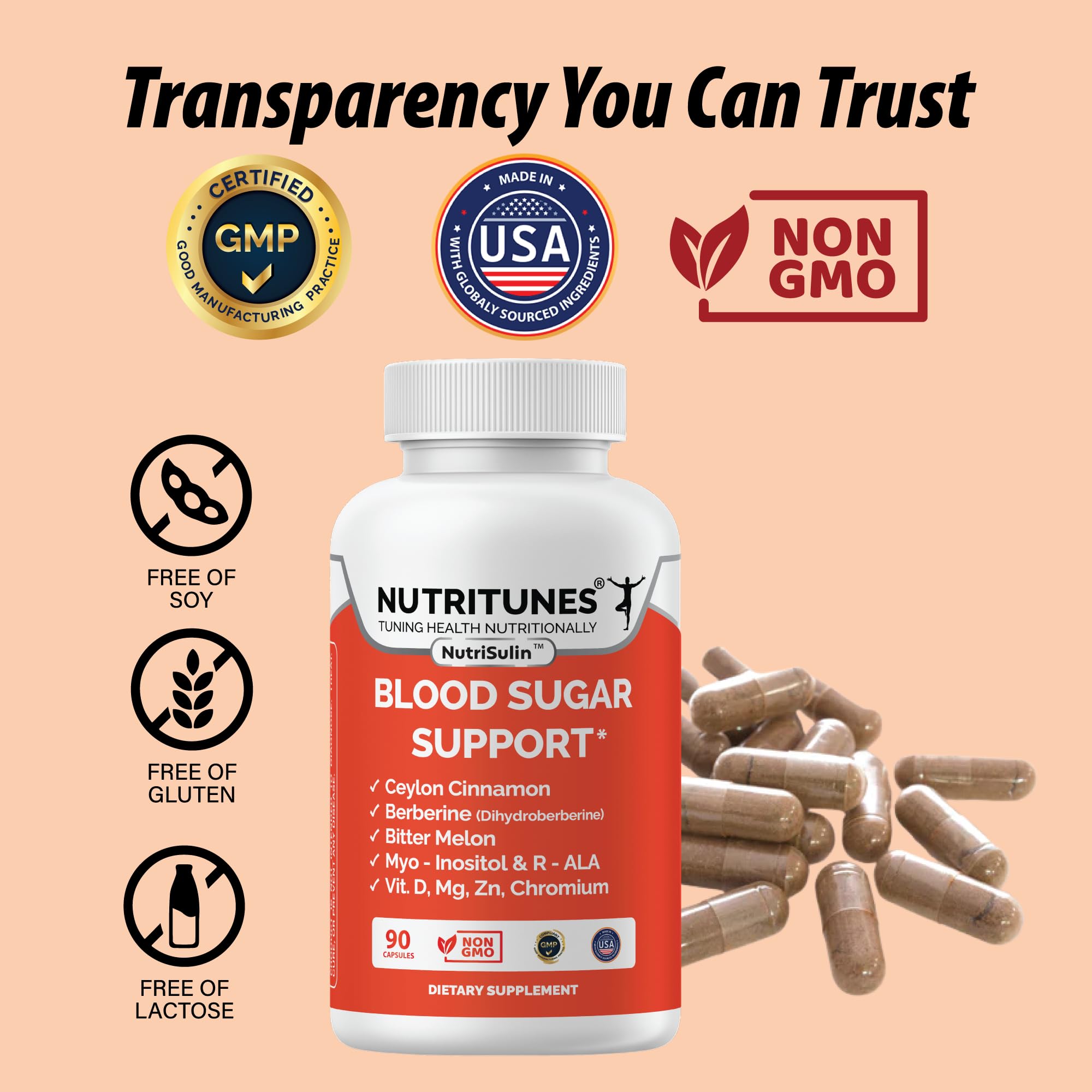 NutriSulin supplement scene in a calm wellness setup