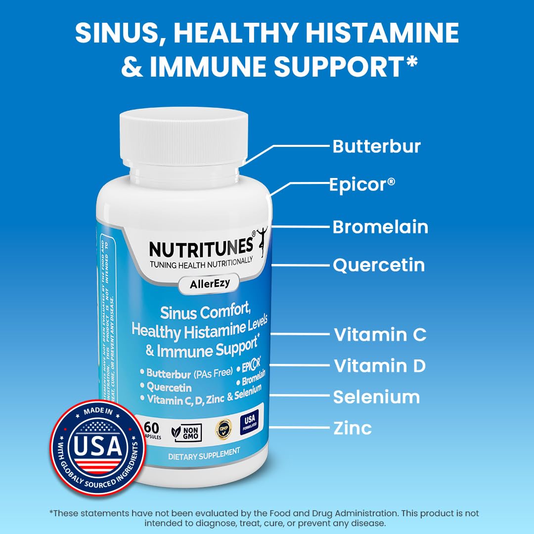 Nutritunes AllerEzy capsules close-up for daily immune support.