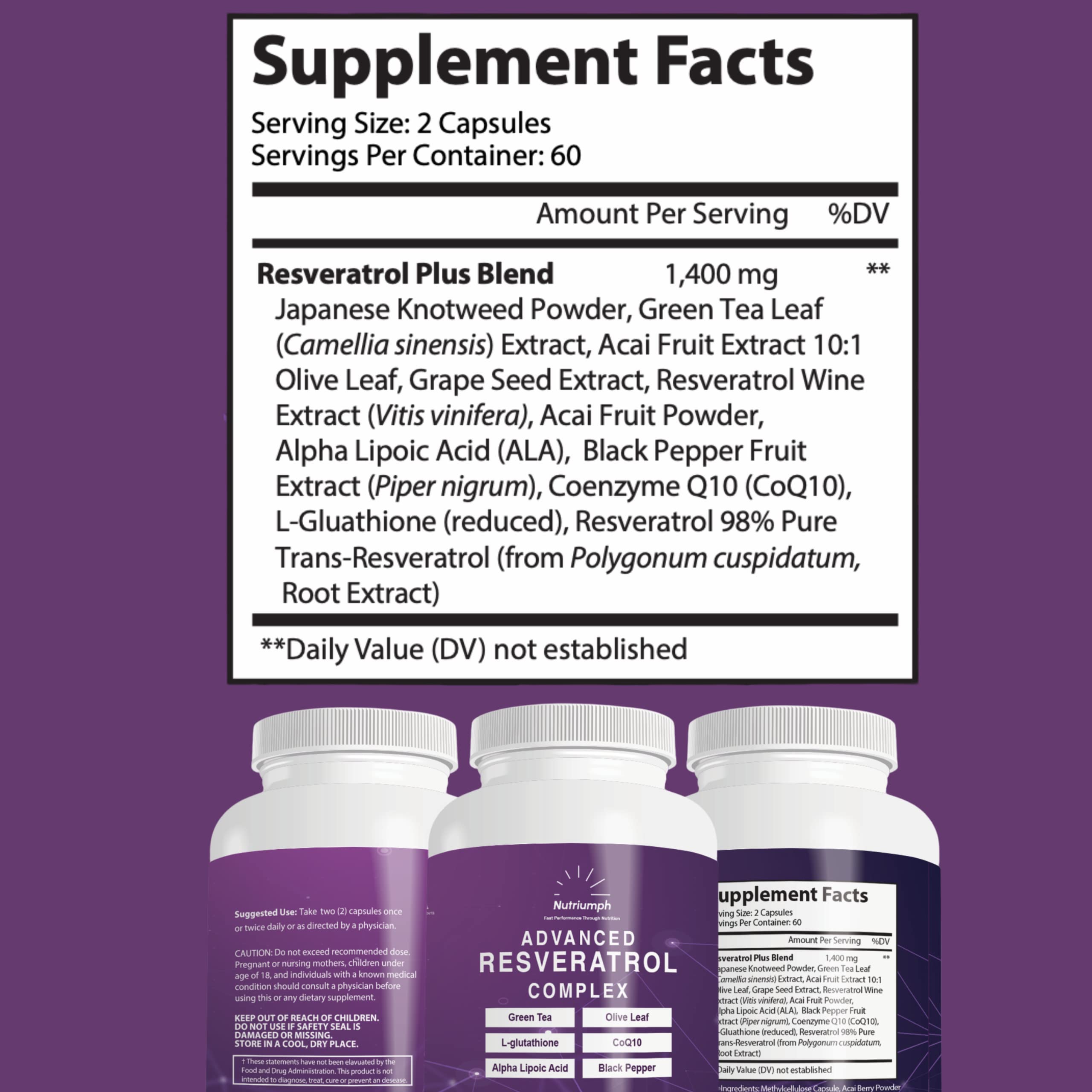 Nutriumph Advanced Resveratrol Complex packaging suggesting easy daily routine integration.