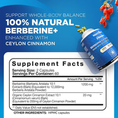 Nutrivein berberine cinnamon capsules closeup highlights cinnamon synergy for balanced metabolism
