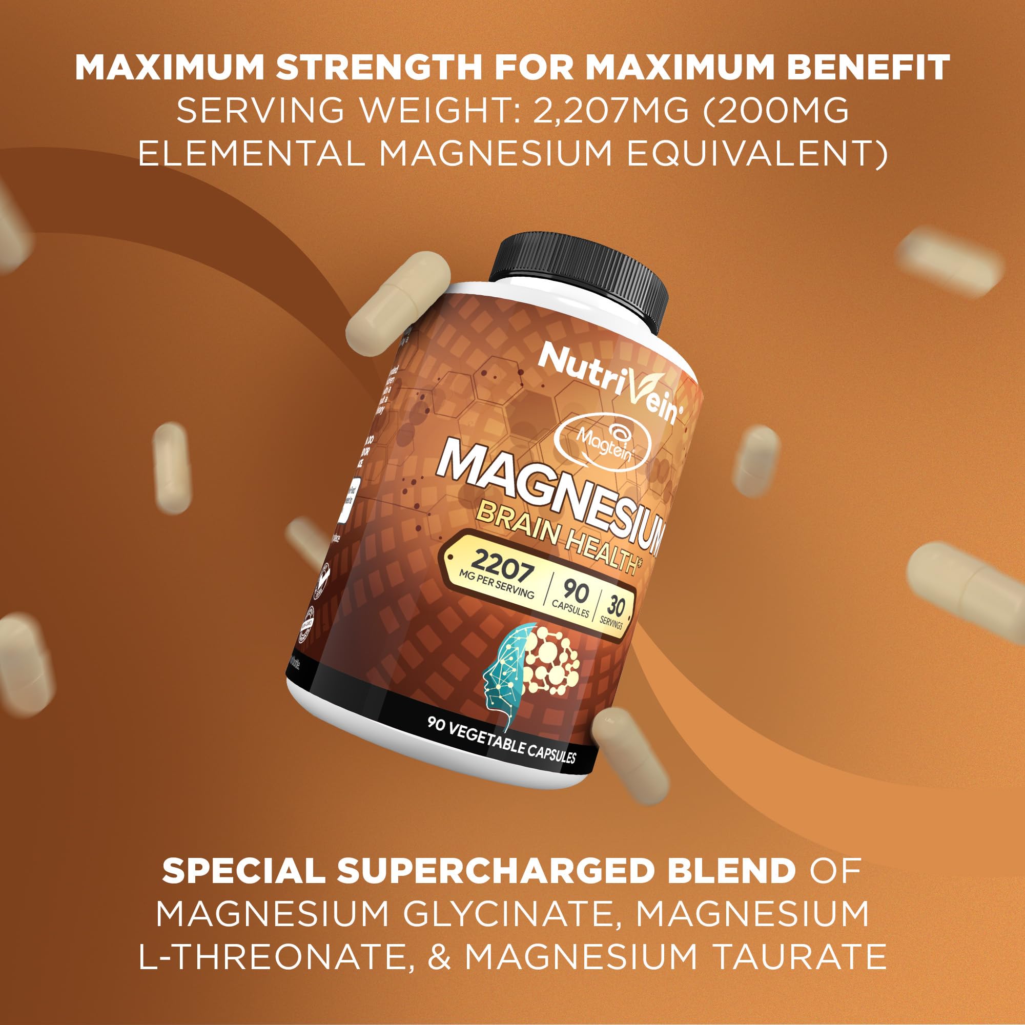 Nutrivein Magtein label detail with 2207 mg per serving