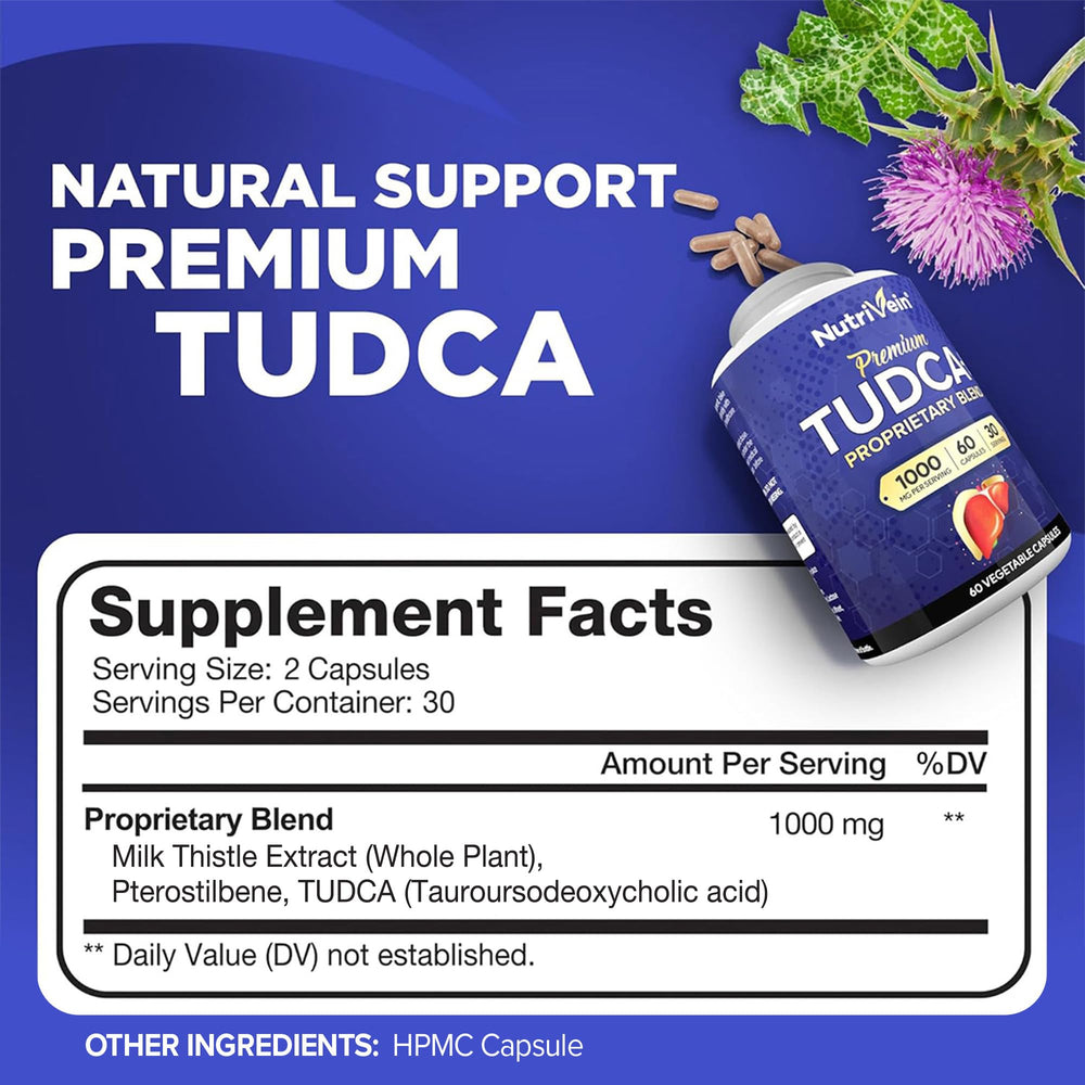 Nutrivein TUDCA+ bottle cap closeup highlighting vegan formula