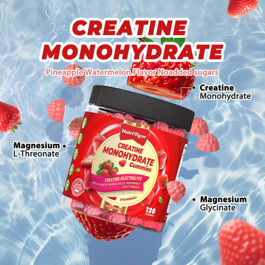 NutriVigor gummies label close-up, vegan and sugar-free ingredients.