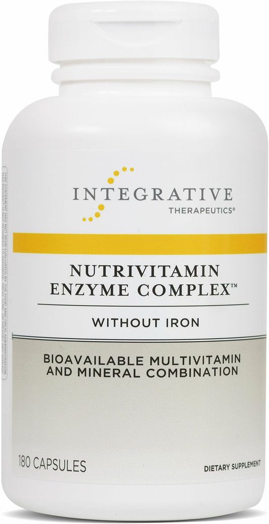 NutriVitamin Enzyme Complex bottle front shows antioxidant support for daily vitality