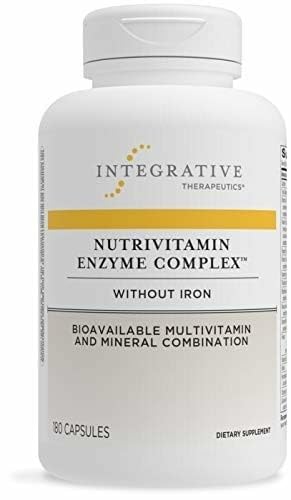 NutriVitamin Enzyme Complex bottle side view showing packaging and servings