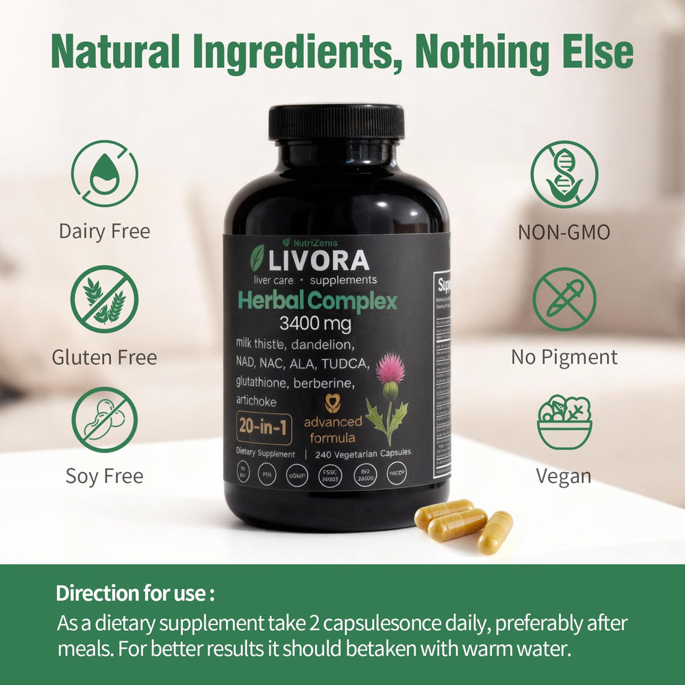 Packaging nutrition label highlights gluten-free and GMO-free attributes for LIVORA.