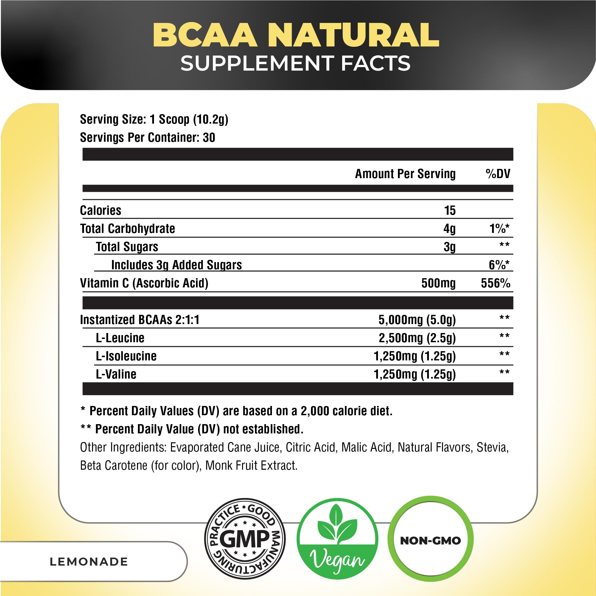 Nutrology BCAA Natural label close-up, vegan plant-based amino acids for energy and recovery.