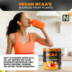 Nutrology BCAA Natural vegan icon indicates plant-based protein.