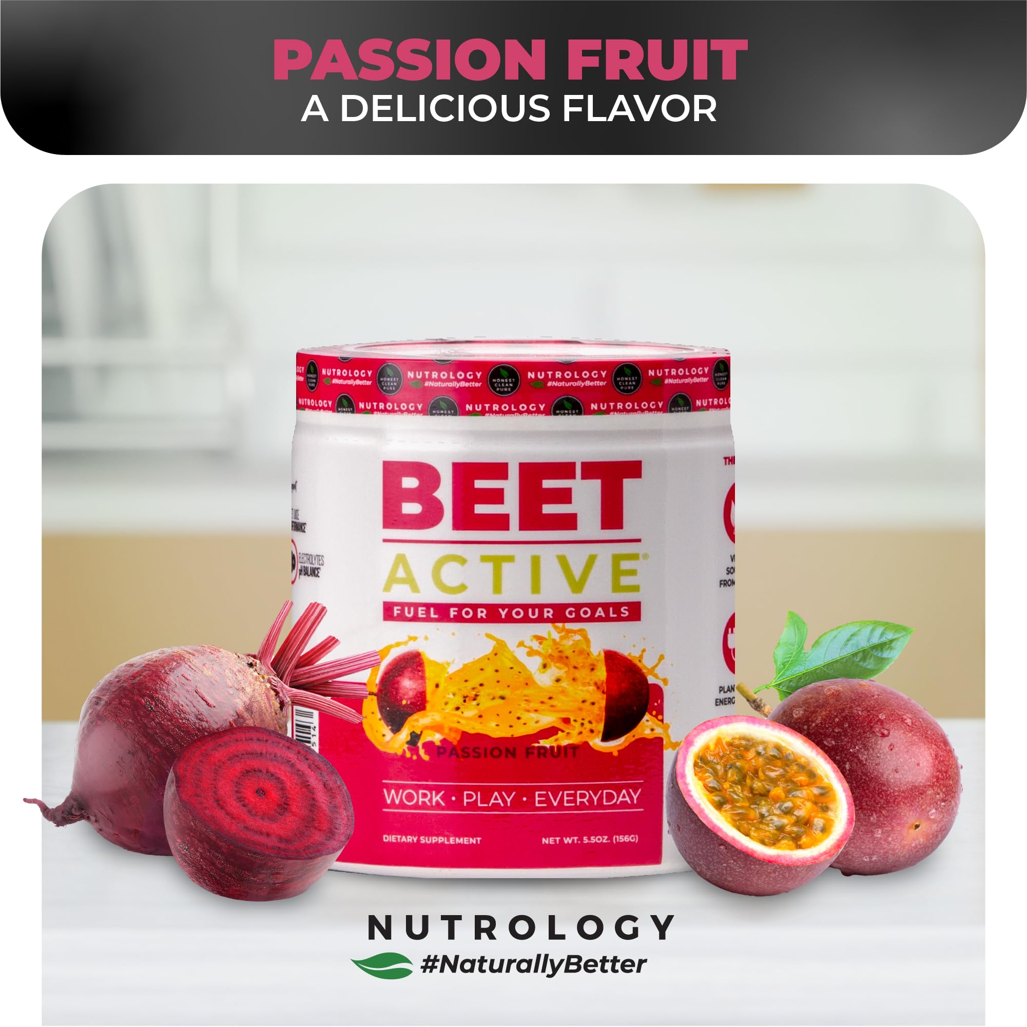 Nutrology Beet Active dissolves smoothly into water for a clean shake
