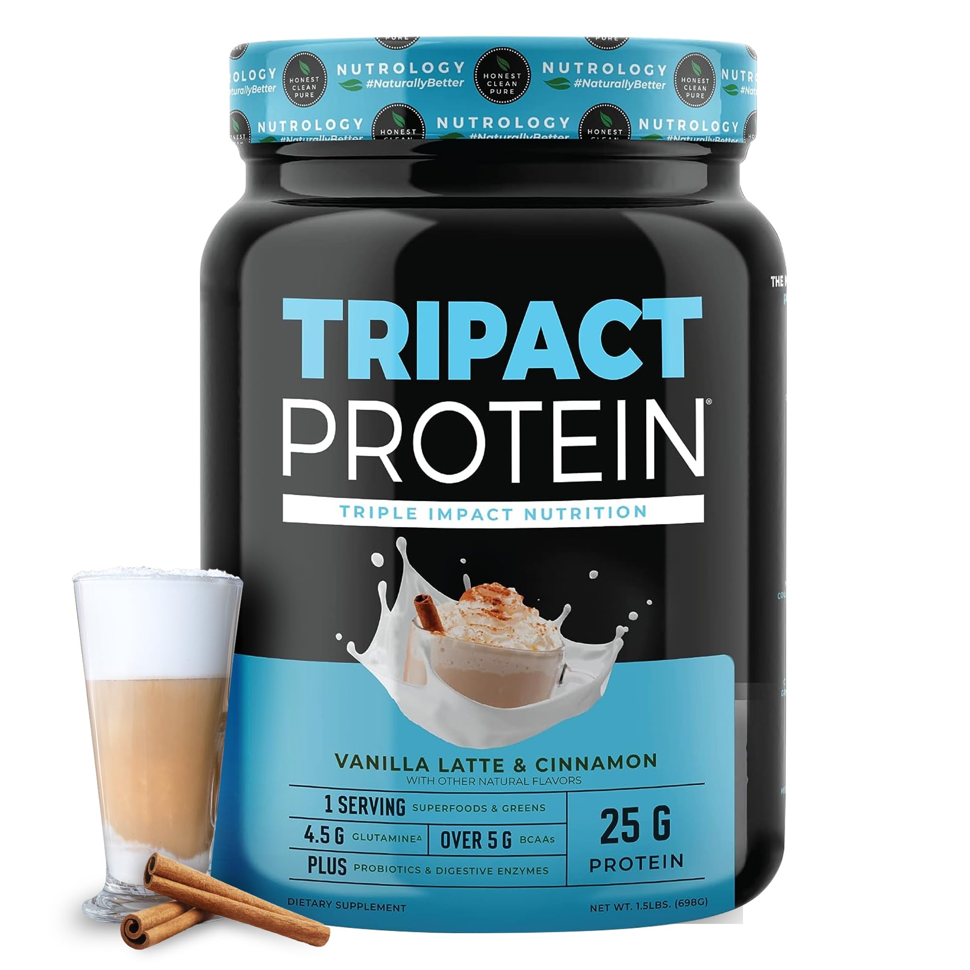 Nutrology TripAct protein bottle front with label and branding for a reliable meal shake.