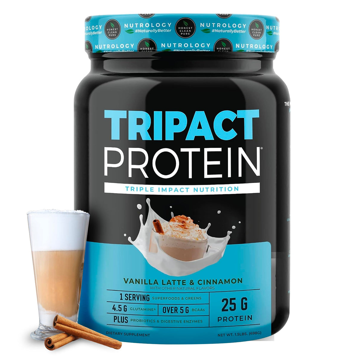 Nutrology TripAct protein bottle front with label and branding for a reliable meal shake.